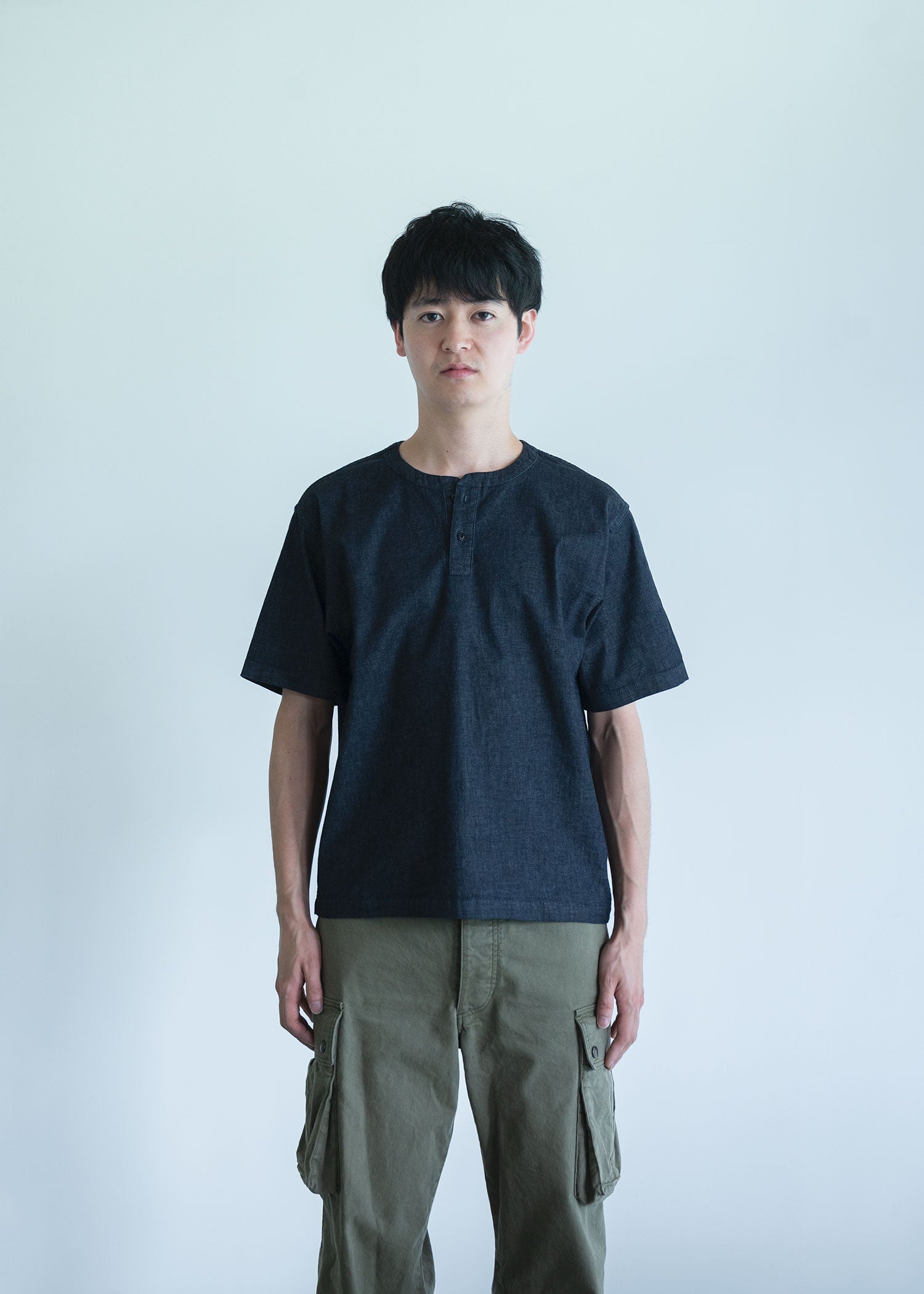 Denim Henley Tee / INDIGO / SAKURA / ECRU