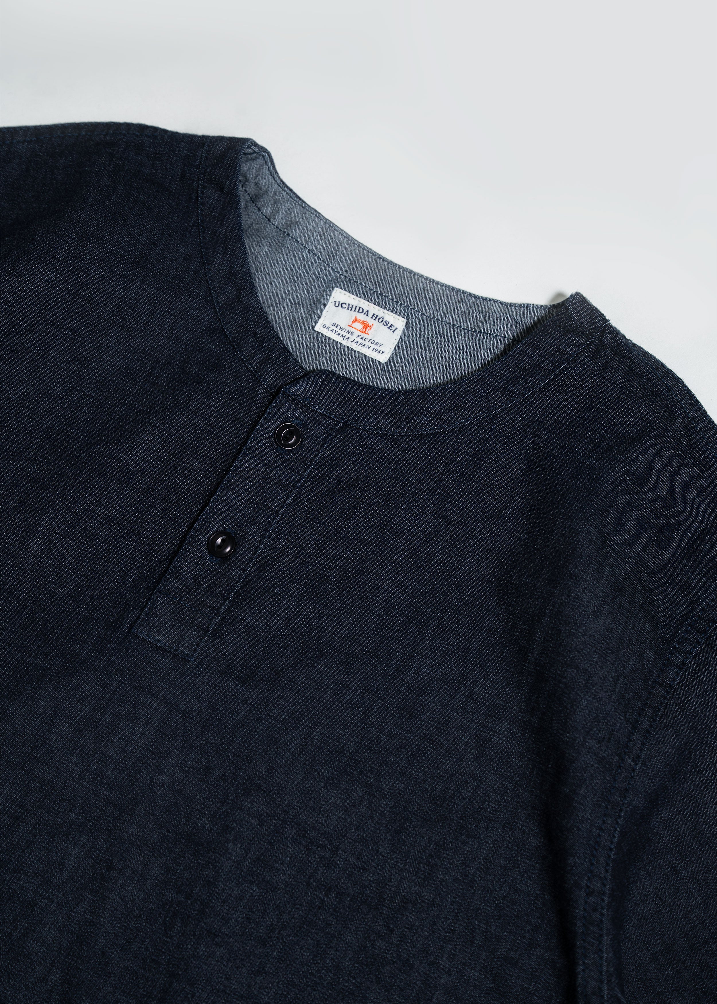 Denim Henley Tee / INDIGO / SAKURA / ECRU